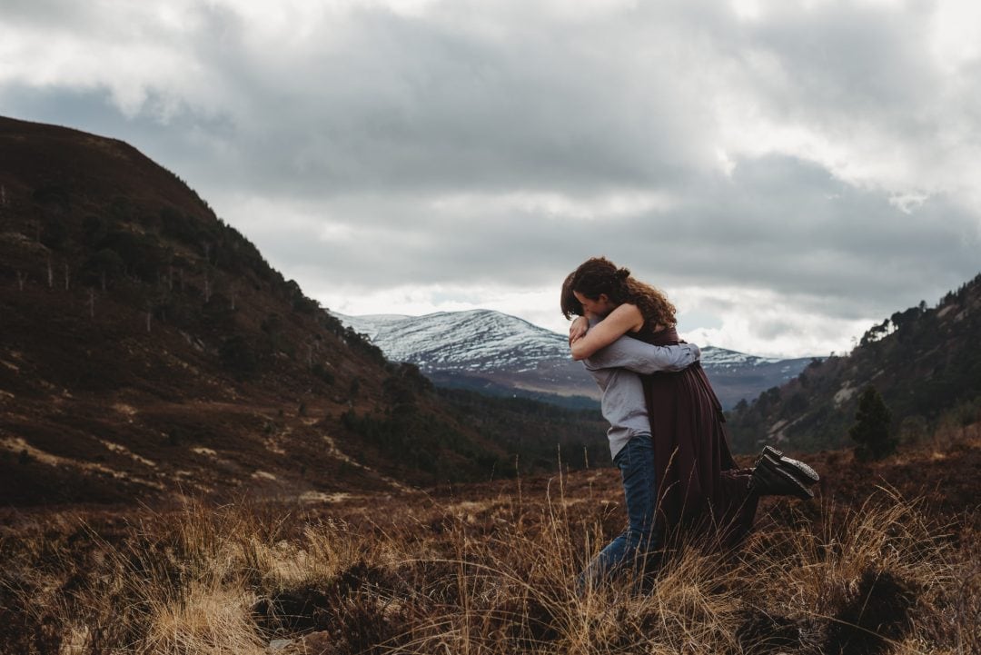 Scottish couple playing in the Highlands - in love