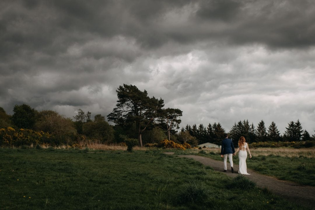 Elopement couples shoot in nature Scotland. Stormy tree shot with Lena Sabala and Patrick Zaarour on Mark Pacura workshop.