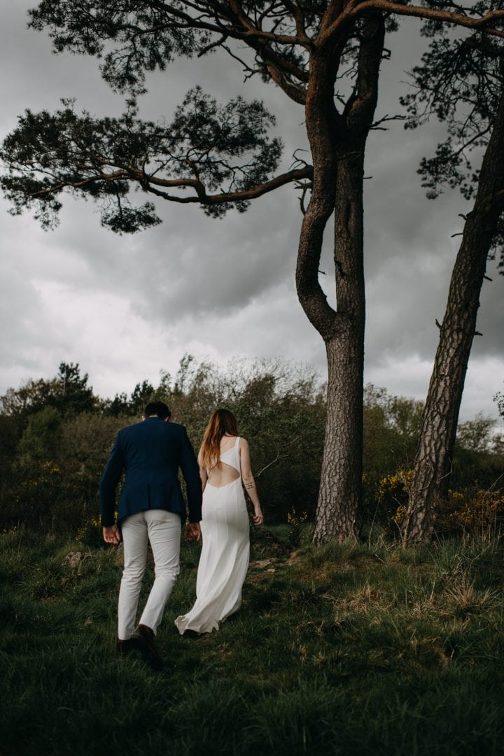 Elopement couples shoot in nature Scotland. Stormy tree shot with Lena Sabala and Patrick Zaarour on Mark Pacura workshop.