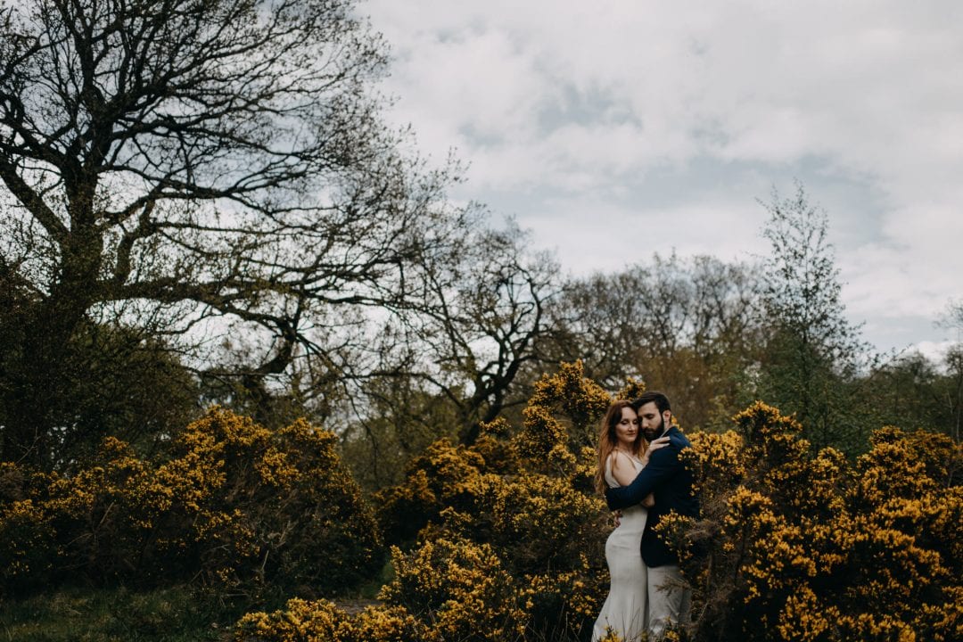 Elopement couples shoot in nature Scotland on vacation. Shoot with Lena Sabala and Patrick Zaarour on Mark Pacura workshop.