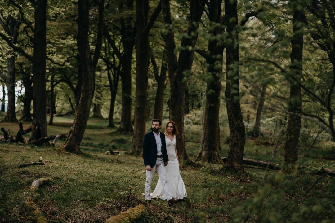 Elopement couples shoot in nature Scotland on vacation. Shoot with Lena Sabala and Patrick Zaarour on Mark Pacura workshop.