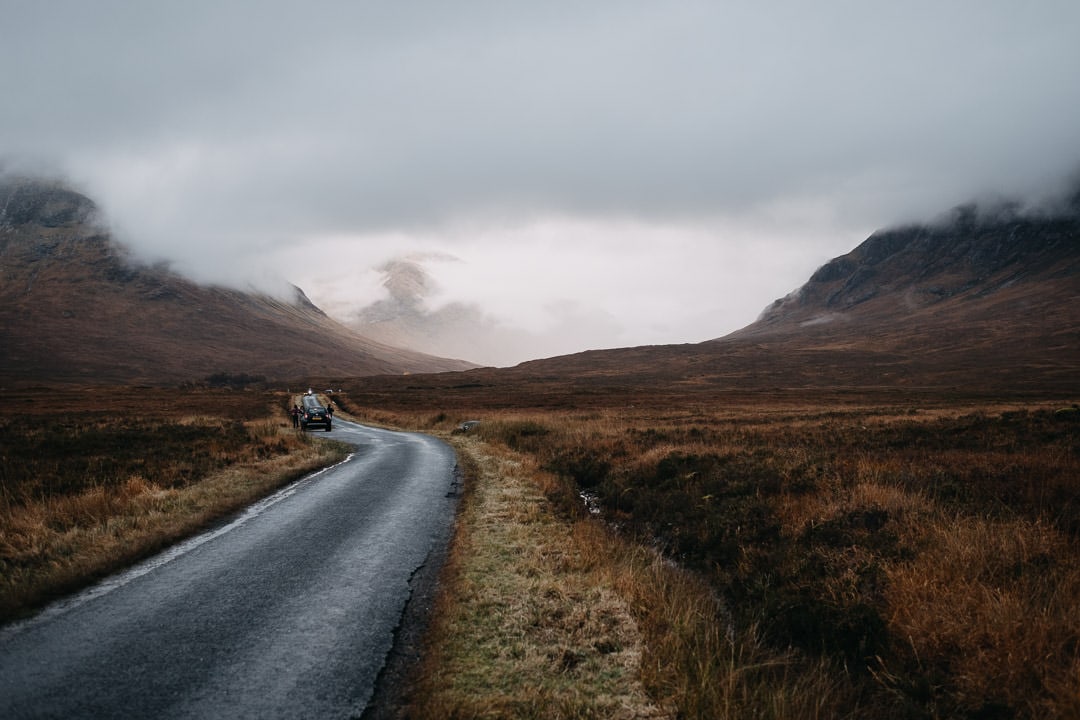 foggy glen etive road - Scotland Highlands