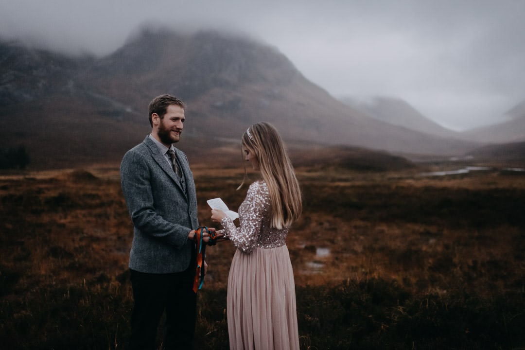 Foggy glencoe handfasting elopement vows - moody Scotland