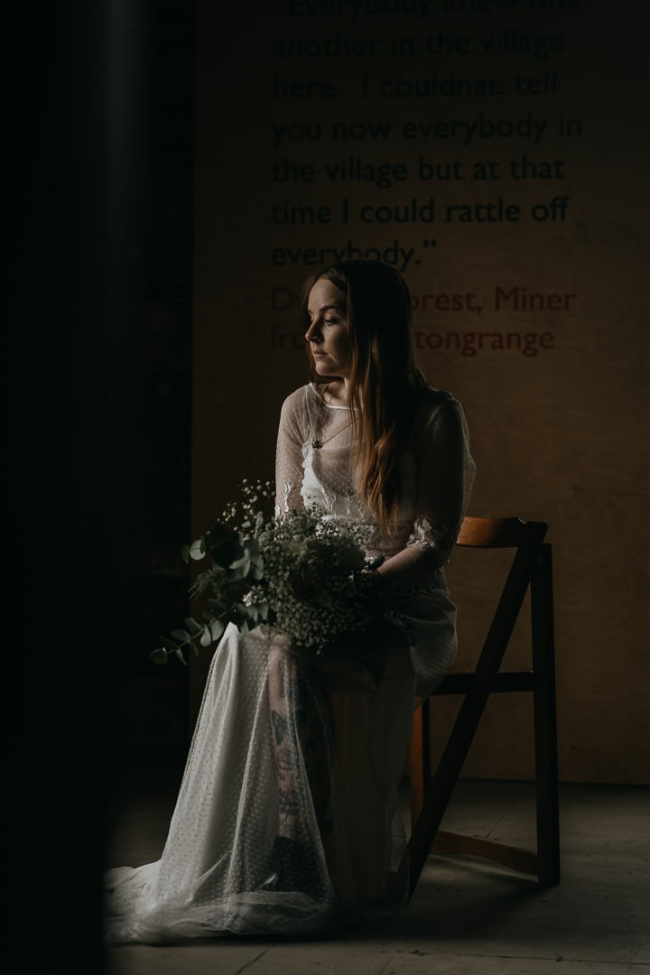 Bride moment of calm before her Scottish elopement ceremony