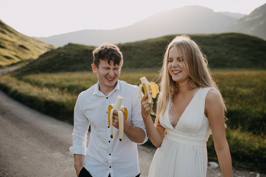 Glen Etive Elopement in Scotland Summer funny couple