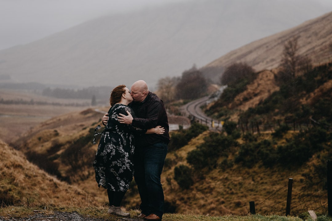 Romantic wet couples adventure session in the Scottish Highlands