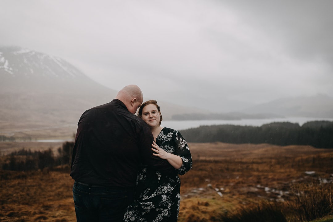 Romantic wet couples adventure session in the Scottish Highlands