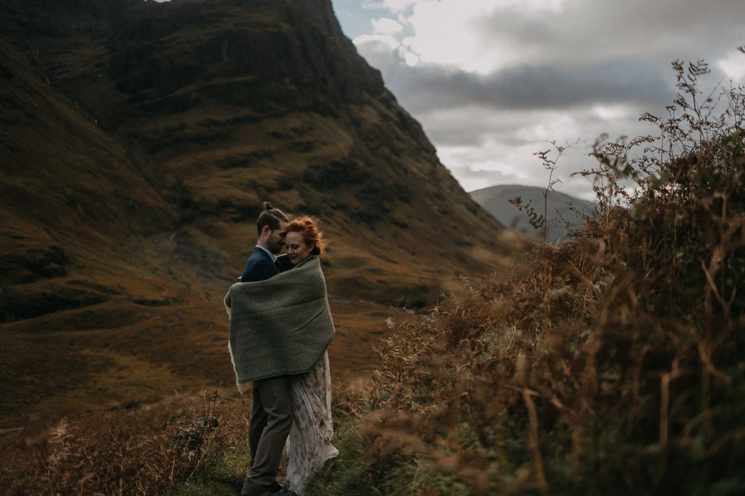 Glencoe elopement couple at the three sisters