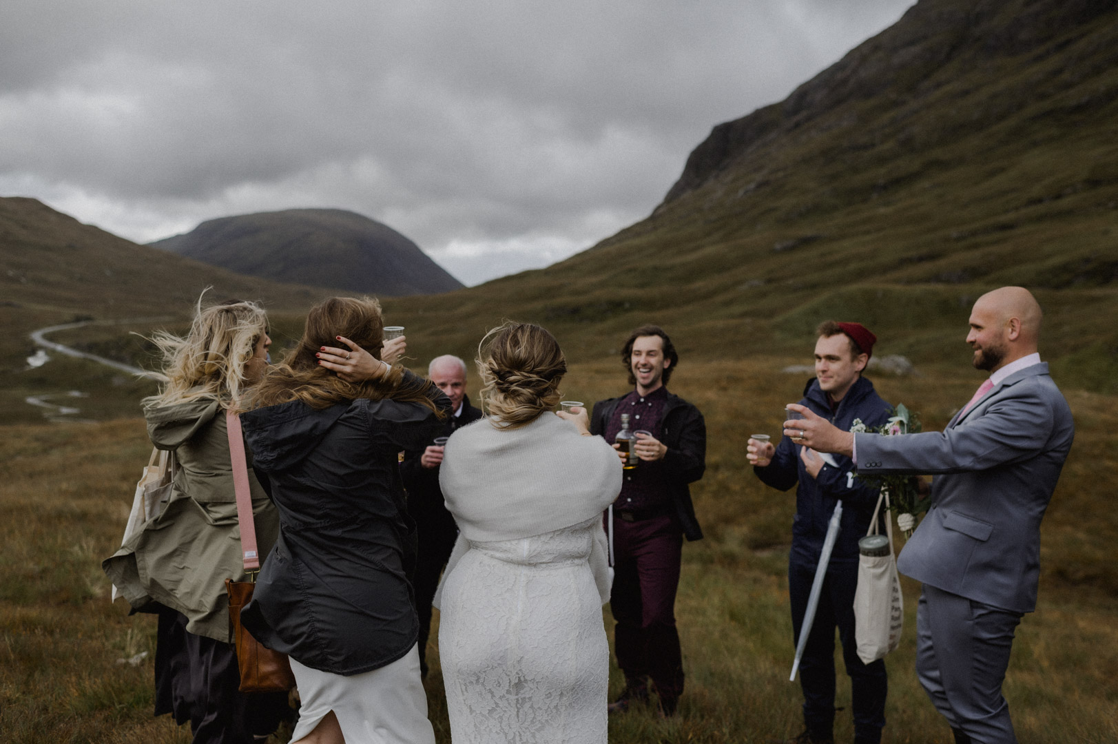 Whisky before elopement ceremony in Glencoe, Scotland