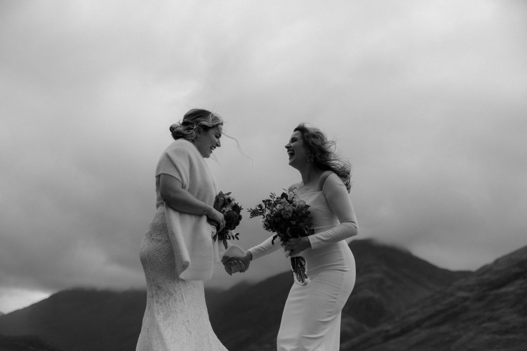 LGBTQ+ elopement ceremony in Glencoe during storm