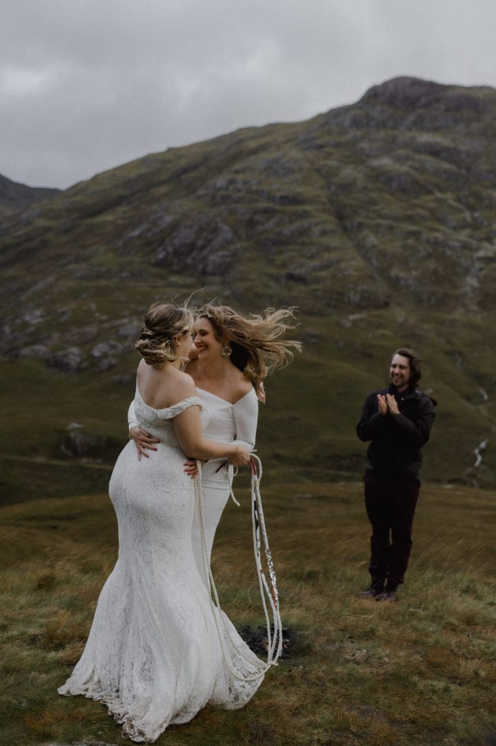 Handfasting during Glencoe elopement - LGBTQ+ lesbian couple