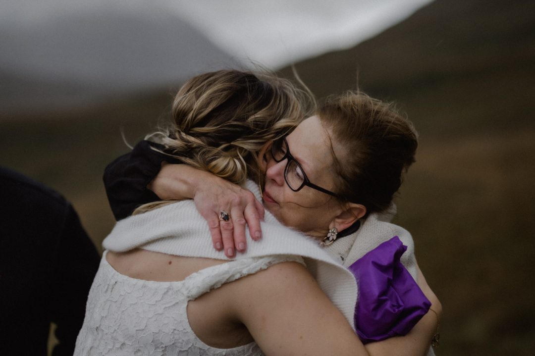 Hugging Mum after Glencoe elopement