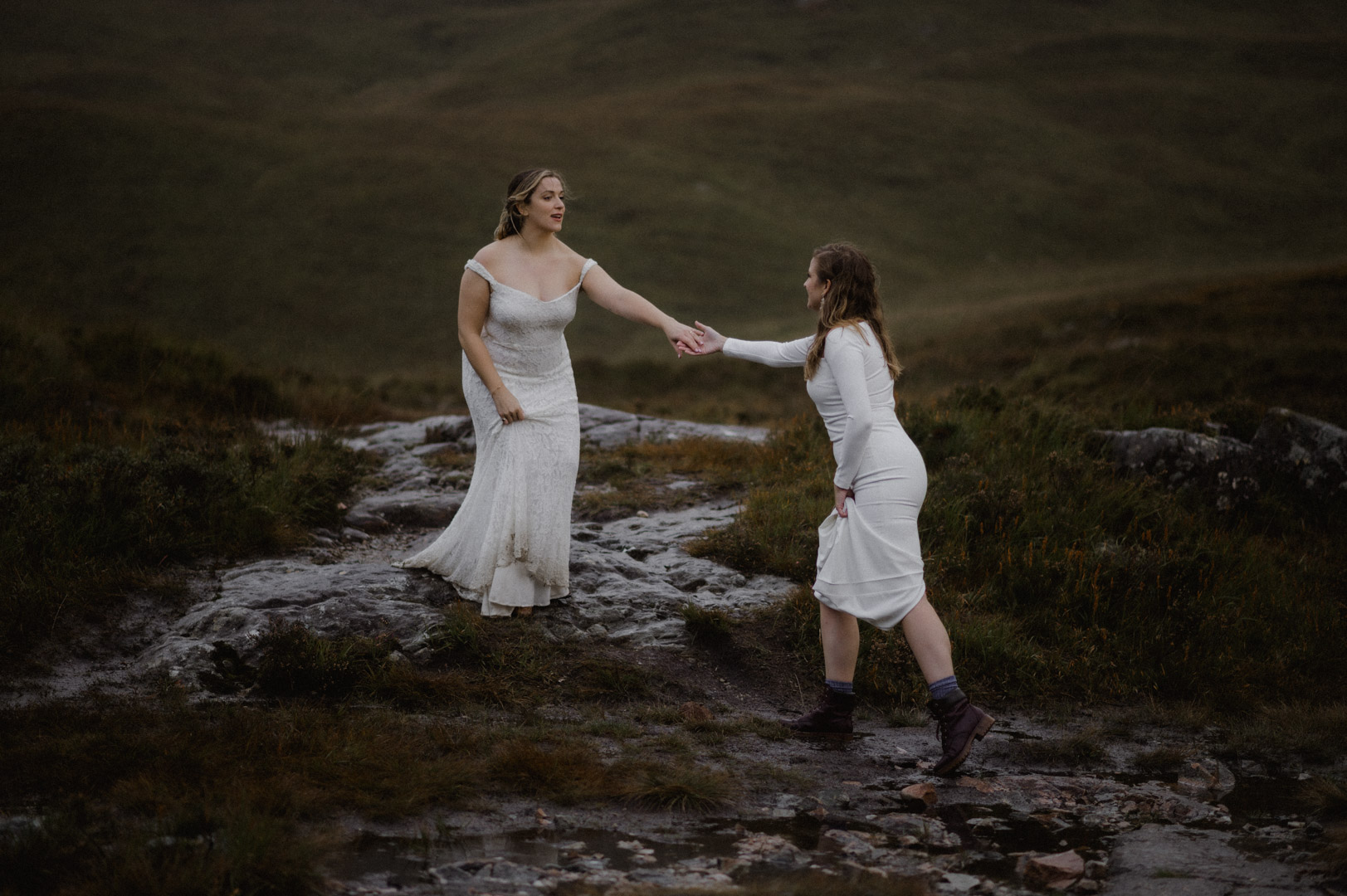 Same-sex couple celebrating getting married in Scotland