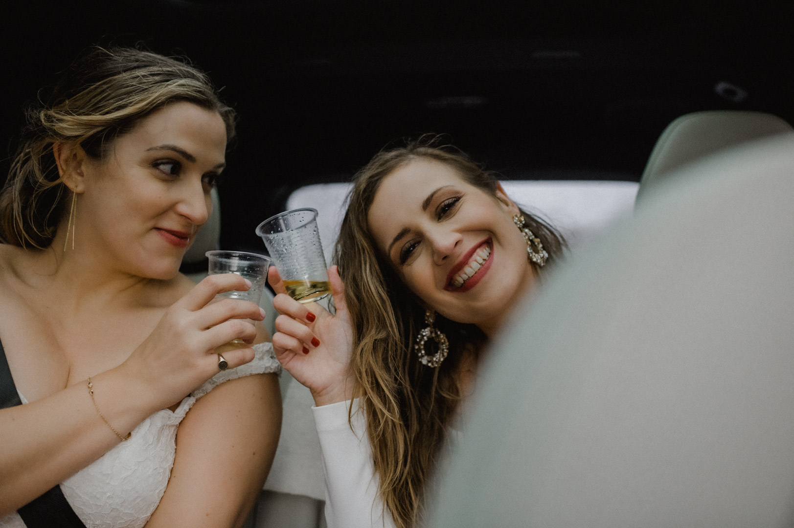 Drinking whisky in car - two brides eloping in Glencoe