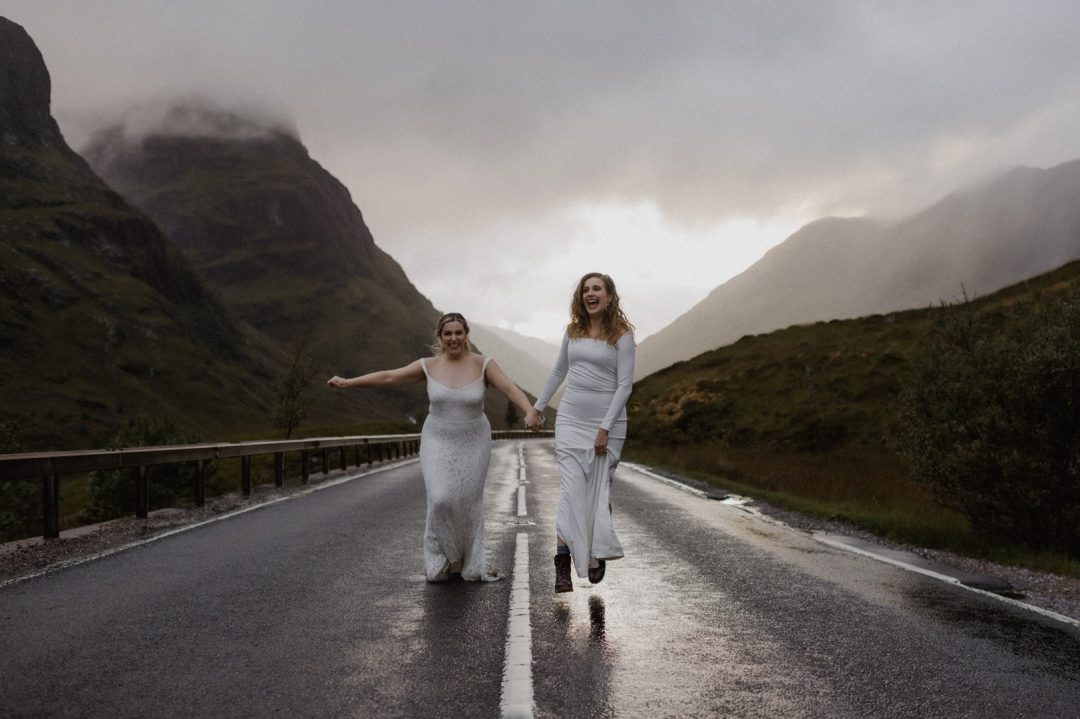 Same-sex couple celebrating getting married in Scotland