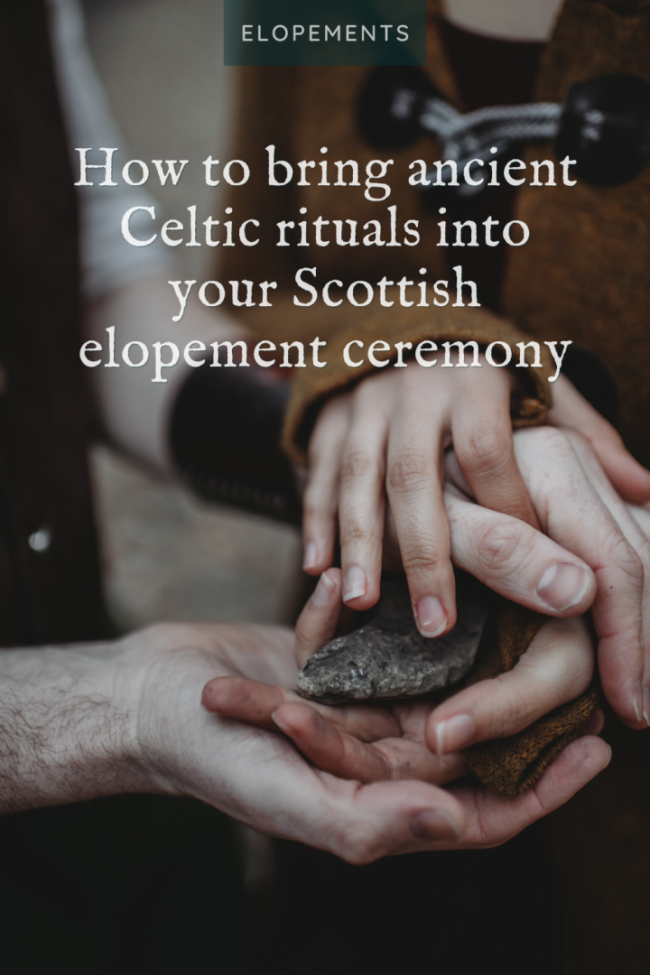Couple holding oathing stone in elopement ceremony